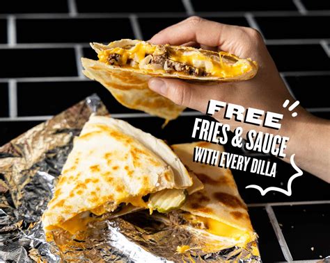 Our meal-sized quesadillas are made fresh and loaded with melted cheese and exciting ingredients like chicken tenders, pepperoni, burger patties, bacon, avocado, and mozzarella sticks. . Super mega dilla